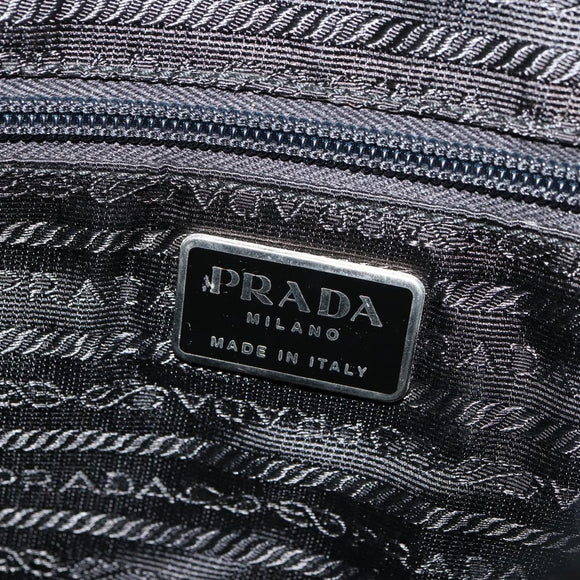 PRADA Chain Shoulder Bag Nylon Black Silver Auth 179294
