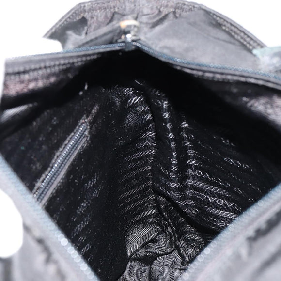 PRADA Chain Shoulder Bag Nylon Black Silver Auth 179294
