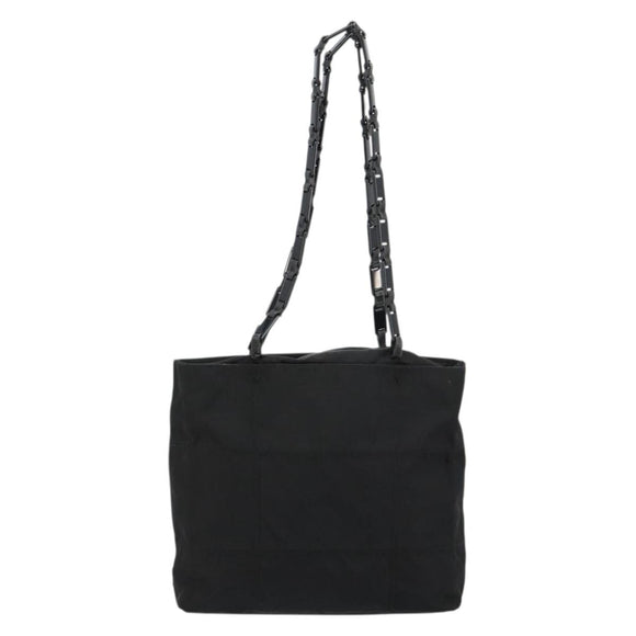 PRADA Chain Shoulder Bag Nylon Black Silver Auth 179294