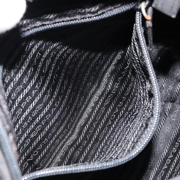 PRADA Chain Shoulder Bag Nylon Black Silver Auth 179294