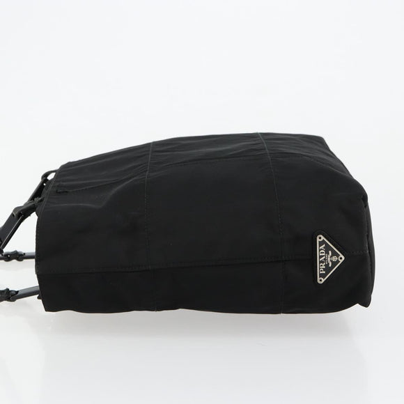 PRADA Chain Shoulder Bag Nylon Black Silver Auth 179294