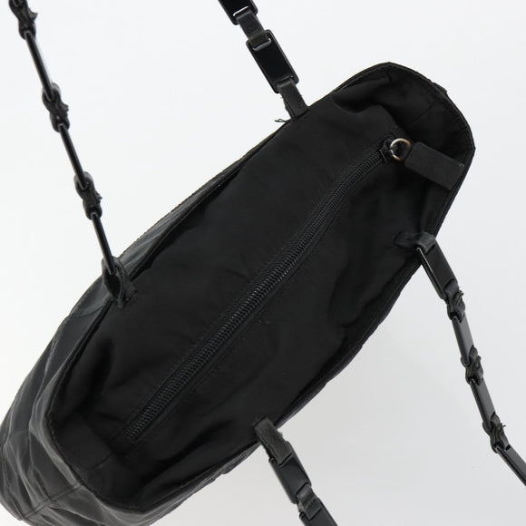 PRADA Chain Shoulder Bag Nylon Black Silver Auth 179294
