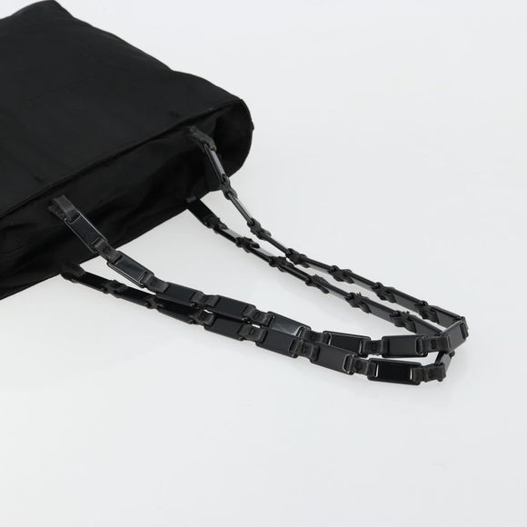 PRADA Chain Shoulder Bag Nylon Black Silver Auth 179294