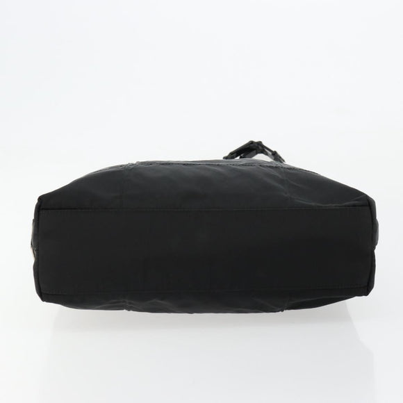 PRADA Chain Shoulder Bag Nylon Black Silver Auth 179294