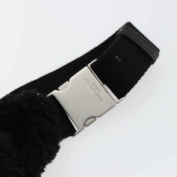 SAINT LAURENT Bore Waist bag Cotton Black Silver Auth 179295A