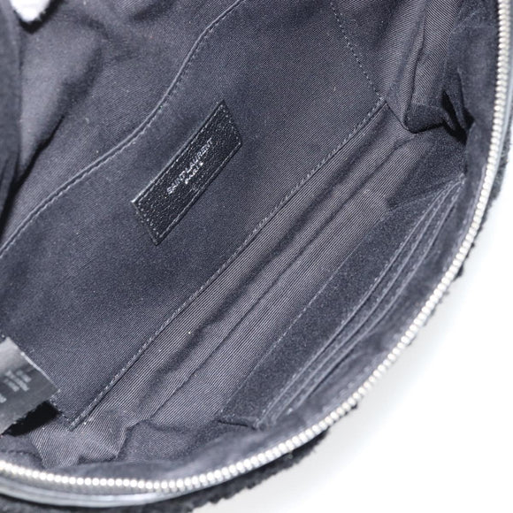 SAINT LAURENT Bore Waist bag Cotton Black Silver Auth 179295A