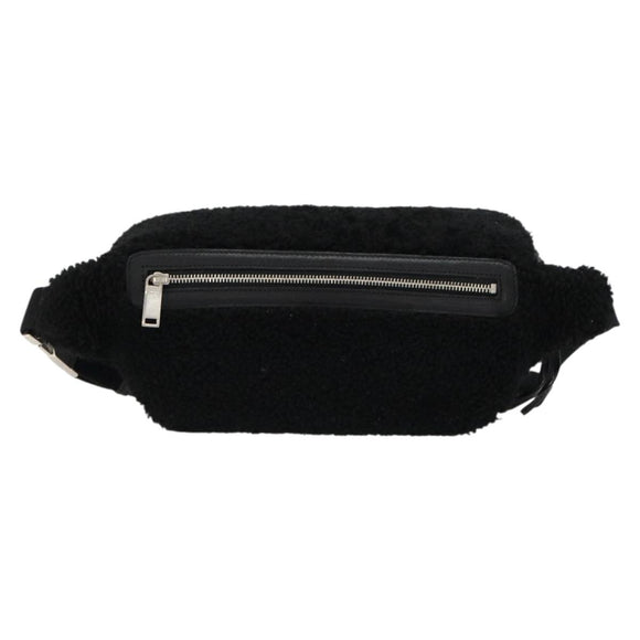 SAINT LAURENT Bauchtasche Bore Baumwolle Schwarz Silber Auth 179295A
