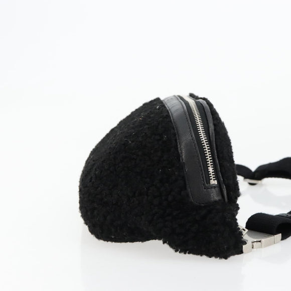 SAINT LAURENT Bauchtasche Bore Baumwolle Schwarz Silber Auth 179295A