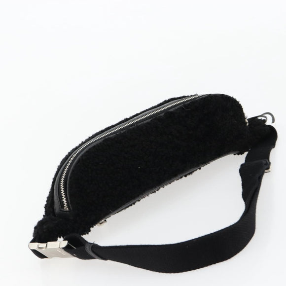SAINT LAURENT Bore Waist bag Cotton Black Silver Auth 179295A