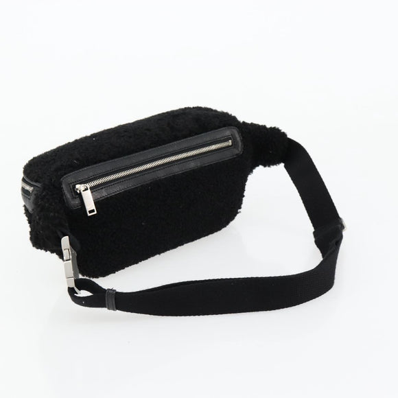 SAINT LAURENT Bore Waist bag Cotton Black Silver Auth 179295A