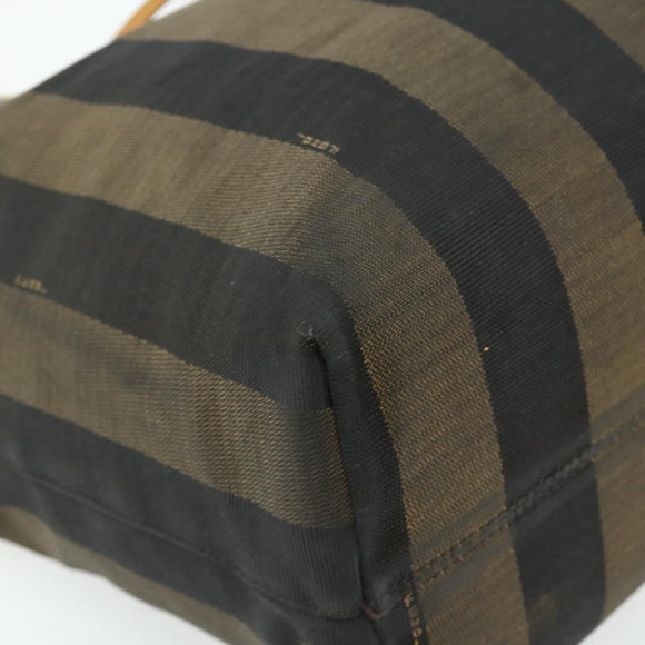 FENDI Pecan Canvas Tote Bag Brown Black Auth 179296