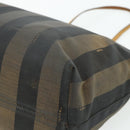FENDI Pecan Canvas Tote Bag Brown Black Auth 179296-12
