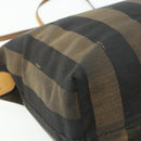 FENDI Pecan Canvas Tote Bag Brown Black Auth 179296-13