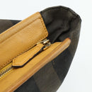 FENDI Pecan Canvas Tote Bag Brown Black Auth 179296-14
