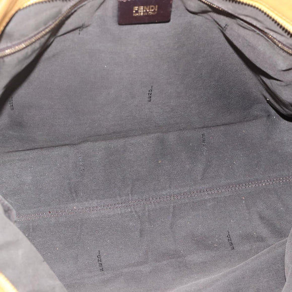 FENDI Pecan Canvas Tote Bag Brown Black Auth 179296