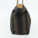 FENDI Pecan Canvas Tote Bag Brown Black Auth 179296-4