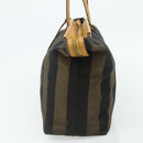 FENDI Pecan Canvas Tote Bag Brown Black Auth 179296-5