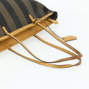 FENDI Pecan Canvas Tote Bag Brown Black Auth 179296-7