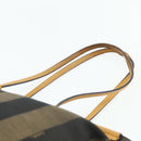 FENDI Pecan Canvas Tote Bag Brown Black Auth 179296-8