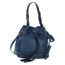 PRADA Shoulder Bag Leather 2way Navy Silver Auth 179301M-1