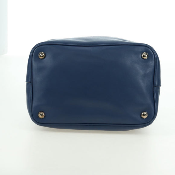PRADA Shoulder Bag Leather 2way Navy Silver Auth 179301M