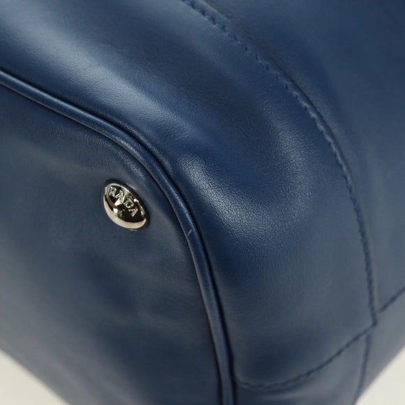 PRADA Shoulder Bag Leather 2way Navy Silver Auth 179301M