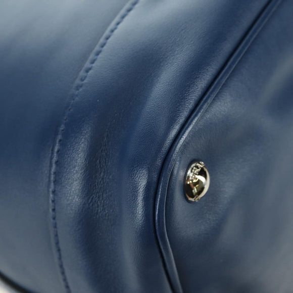 PRADA Shoulder Bag Leather 2way Navy Silver Auth 179301M