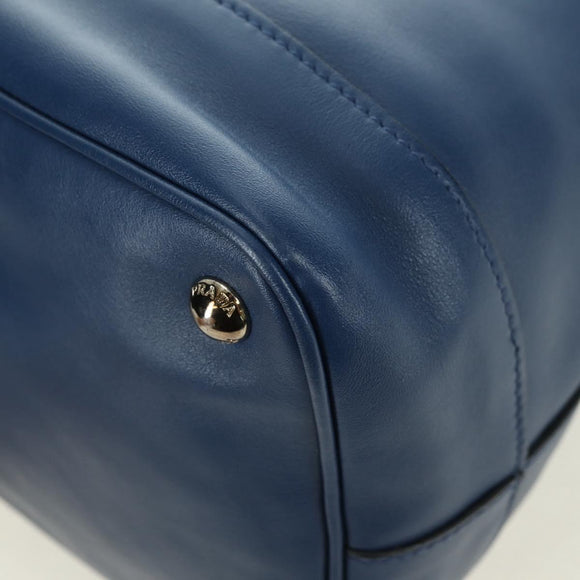 PRADA Shoulder Bag Leather 2way Navy Silver Auth 179301M