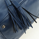 PRADA Shoulder Bag Leather 2way Navy Silver Auth 179301M-22