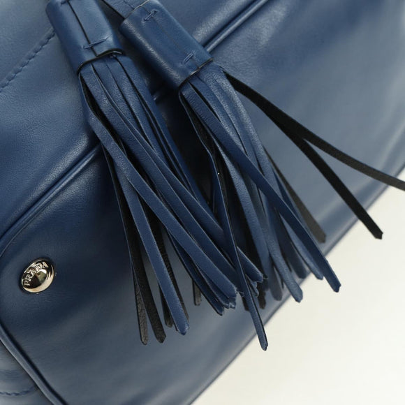 PRADA Shoulder Bag Leather 2way Navy Silver Auth 179301M