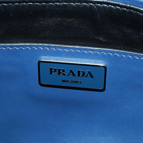 PRADA Shoulder Bag Leather 2way Navy Silver Auth 179301M