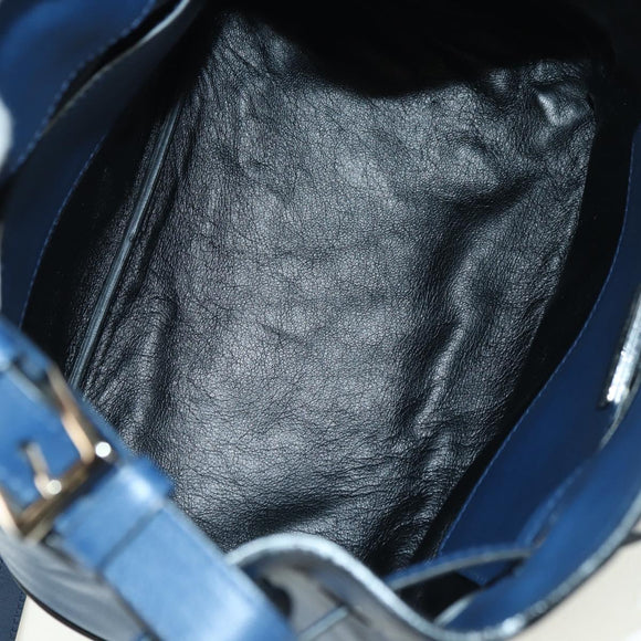 PRADA Shoulder Bag Leather 2way Navy Silver Auth 179301M