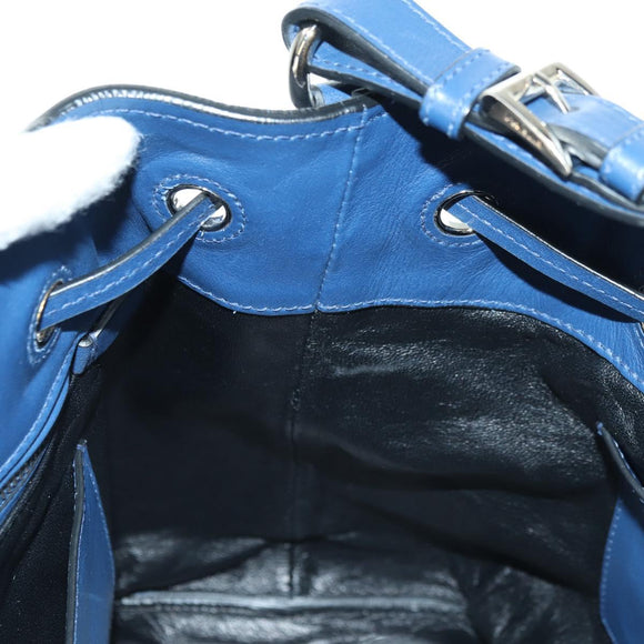 PRADA Shoulder Bag Leather 2way Navy Silver Auth 179301M