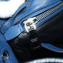 PRADA Shoulder Bag Leather 2way Navy Silver Auth 179301M-27