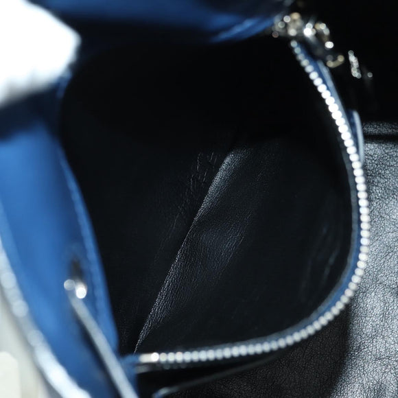 PRADA Shoulder Bag Leather 2way Navy Silver Auth 179301M