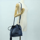 PRADA Shoulder Bag Leather 2way Navy Silver Auth 179301M-29