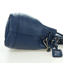 PRADA Shoulder Bag Leather 2way Navy Silver Auth 179301M-4