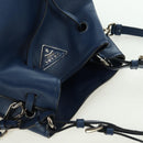 PRADA Shoulder Bag Leather 2way Navy Silver Auth 179301M-6