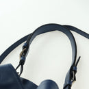 PRADA Shoulder Bag Leather 2way Navy Silver Auth 179301M-14