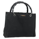 GUCCI Bamboo Hand Bag Nylon Black Silver 002 1016 Auth 179302-1