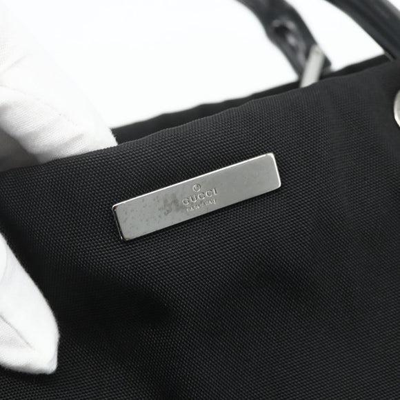 GUCCI Bamboo Hand Bag Nylon Black Silver 002 1016 Auth 179302