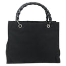 GUCCI Bamboo Hand Bag Nylon Black Silver 002 1016 Auth 179302-3