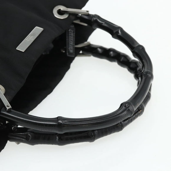GUCCI Bamboo Hand Bag Nylon Black Silver 002 1016 Auth 179302