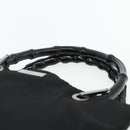 GUCCI Bamboo Hand Bag Nylon Black Silver 002 1016 Auth 179302-8