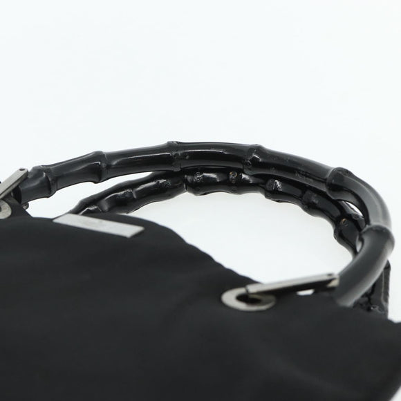 GUCCI Bamboo Hand Bag Nylon Black Silver 002 1016 Auth 179302