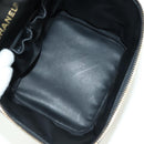CHANEL Vanity Hand Bag Caviar Skin Black Gold CC Auth 179303SAV-10