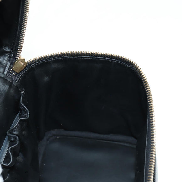 CHANEL Vanity Hand Bag Caviar Skin Black Gold CC Auth 179303SAV