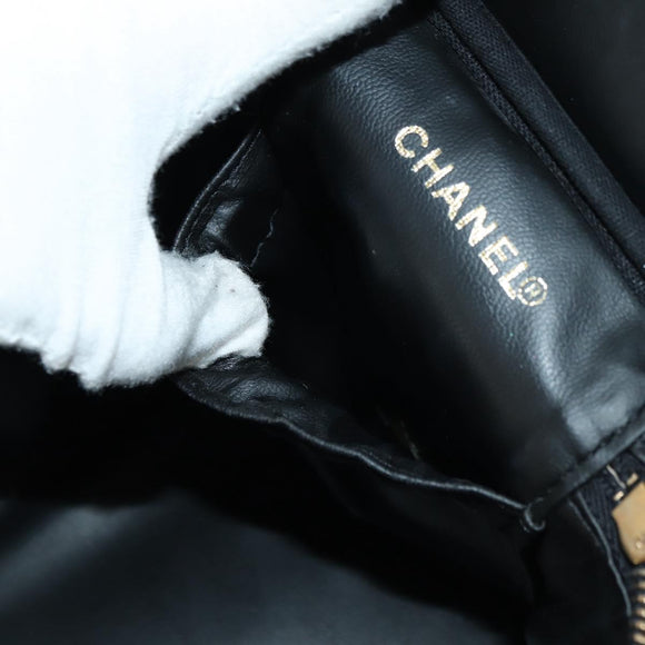 CHANEL Vanity Hand Bag Caviar Skin Black Gold CC Auth 179303SAV