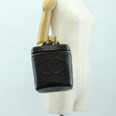 CHANEL Vanity Hand Bag Caviar Skin Black Gold CC Auth 179303SAV-23