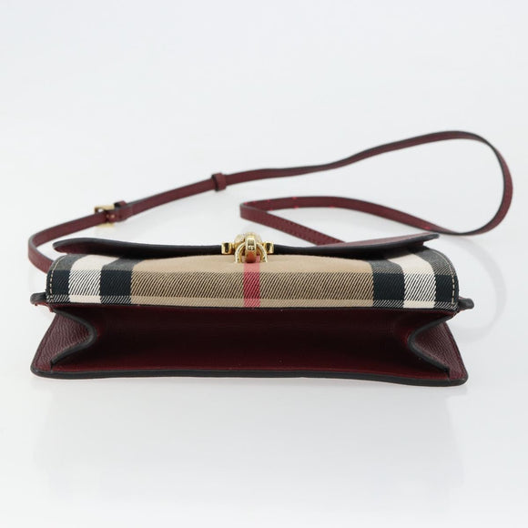 BURBERRY Nova Check Shoulder Bag Canvas Beige Gold Auth 179304